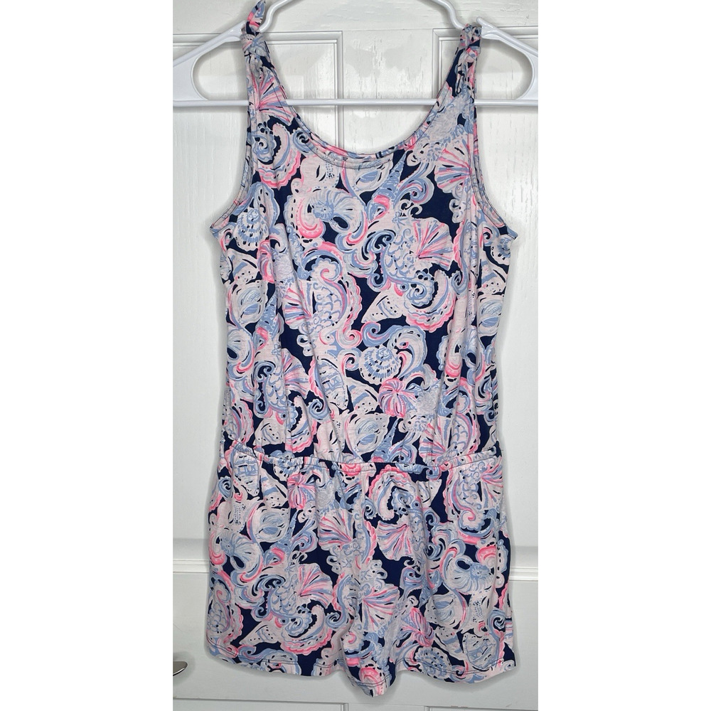 Lilly Pulitzer Cady Romper Girls Size XL 12-14 100% Cotton Slub Beachy Colorful